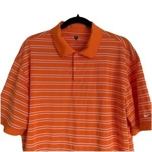 Nike Golf Tour Performance Dri-fit Men’s Polo Orange White Striped Size XL